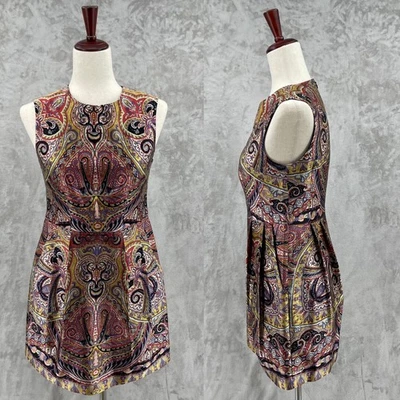 Vestido Vaina Nanette Lepore Vintage Para Mujer 4 Seda Estampado Paisley Plisado Hecho en EE. UU. Foto 1 de 4