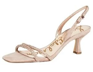Sandálias Sam Edelman Ronan cashmere detalhe de cristal nude alça de tornozelo salto aberto - Imagem 1 de 4