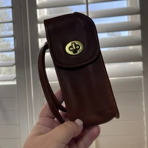 Vintage Coach Legacy Brown Leather Cell Phone Glasses Case Holder Wristlet - Picture 1 of 9