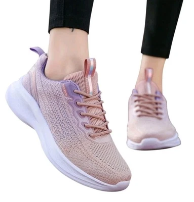 Tênis de corrida feminino leve respirável tecido voador EUA tamanho 8 roxo claro - Imagem 1 de 4