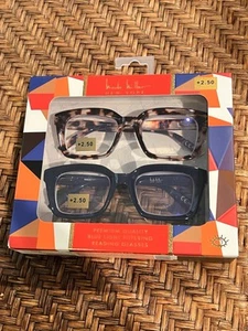 NEW Nicole Miller + 2.50 NewYork 2 Pairs Reading Glasses Blue Light in BOX - Picture 1 of 7