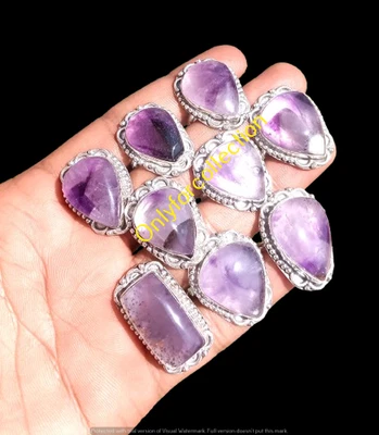 Lote de anillos de piedras preciosas de amatista enchapados en plata de ley 925 joyas a granel Foto 1 de 3