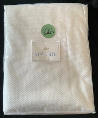 MATOUK Augusta M130 QUEEN/FULL Coverlet White 100% Cotton Italy Matelassé - Image 1 of 4