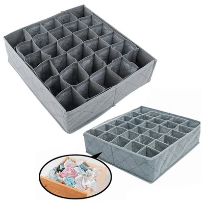 30 Cells Underwear Organizer Socks Bras Ties Drawer Divider Foldable Storage Box - Image 1 of 4