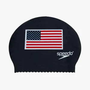Speedo USA Flag Latex Adult Swim Cap, Black - Picture 1 of 1