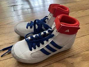 Adidas Wrestling Shoes HVC K White Red Athletic, Kids Size 13K - Picture 1 of 10