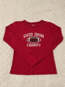 FRUIT OF THE LOOM Boy’s Football Themed Waffle Thermal Shirt.size M(8) - Picture 1 of 8