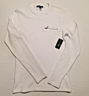 Suéter acanalado INC para hombre XS blanco con detalles de cremallera Foto 1 de 4