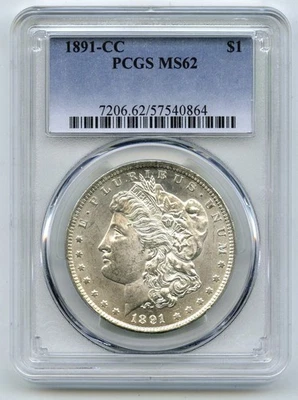 1891-CC Morgan Silver Dollar PCGS MS62 Certified - Carson City Mint - P570 - Image 1 of 2