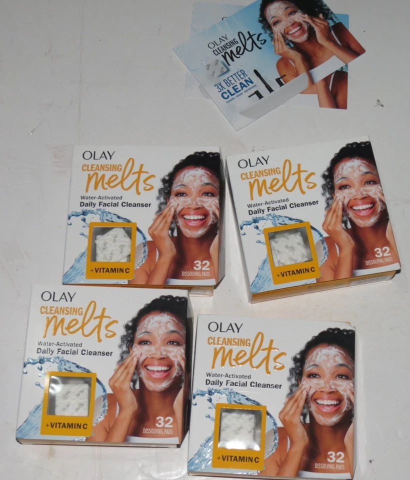 Olay Cleansing Melts Vitamin C Cleanser Water-Activated Face Wash 32 Ct 2 Pack