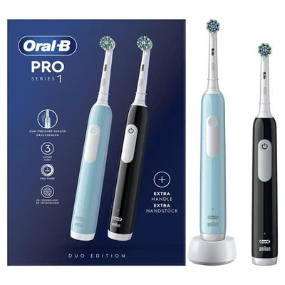 Spazzolino elettrico ricaricabile Oral-B Braun bipacco Pro1 confezione 2 spazzo - Immagine 1 di 4