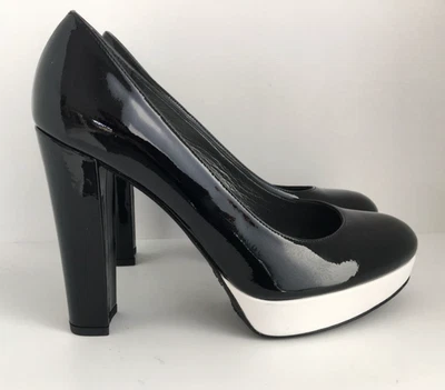 Stuart Weitzman Women Shoes White Black Pumps Patent Leather High Heels Size 9.M - Image 1 of 4