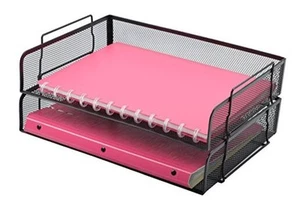 2 Pack Stackable Desk Paper Tray, Metal Mesh Desktop Document Letter File - Picture 1 of 7