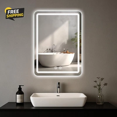 Espejo de Baño LED, 16 X 24 Pulgadas Espejo de Pared Antiniebla con Luces Stepless  Foto 1 de 4