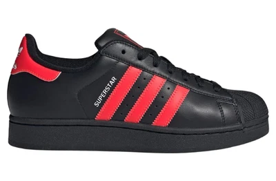 [JQ3176] Adidas Originals Mens Superstar II Core Black Lucid Red Sneakers *NEW* - Image 1 of 4