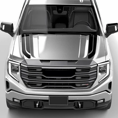 Car Hood Bonnet Racing Stripes Vinyl Decals Stickers for GMC Sierra 2014-Present Foto 1 de 4