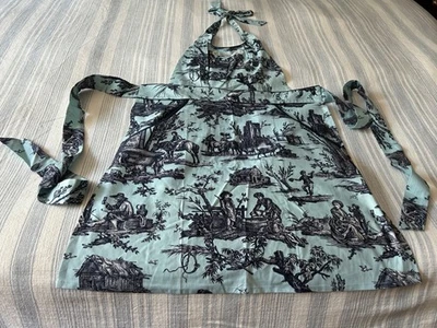 全新无标签 - Williams Sonoma 双色印花围裙 均码 可调节 100% 棉 — 第 1/4 张图片