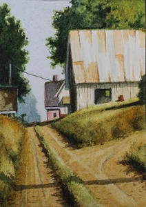 Laytontown 10, Small Town, ACEO Original, Watercolor, 2.5x3.5, Signed - Picture 1 of 2