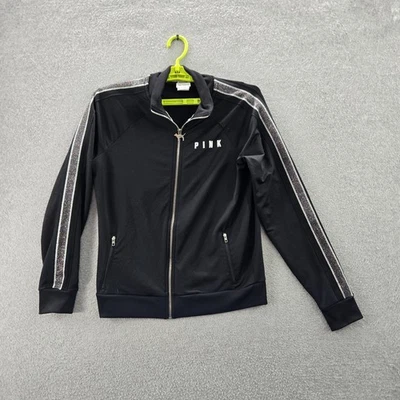 Chaqueta Victoria's Secret ROSA Mujer PEQUEÑA Negra Chaqueta de Pista Logo Foto 1 de 4