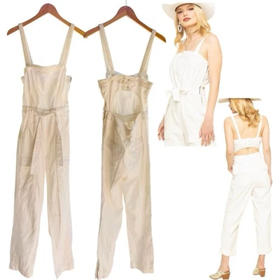 Mono FREE PEOPLE Oficial Para Mujer Blanco Denim Bolsillos Carga Mono Talla XS Foto 1 de 4