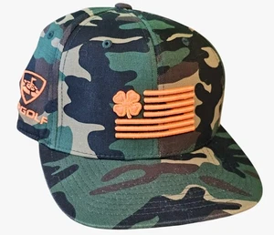 Black Clover TopGolf Camo Orange Stitched Flag Logo 110 Snap Back Hat Cap - Picture 1 of 4