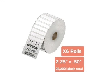 x6 Rolls 2.25" x .50" Direct Thermal Barcode Labels For Zebra, TSC 25,200 total - Picture 1 of 9
