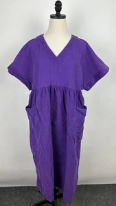 Vintage 90s Market Dress Womens Medium Corduroy Maxi Dress Shift Grape Eggplant - Picture 1 of 12