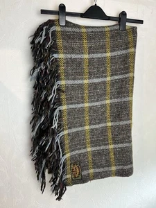 Caledon Pure Wool Blanket Rug Grey Tweed Check Irish Made 50x60 Tasselled - Picture 1 of 3
