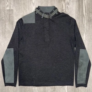 Ralph Lauren Etiqueta Negra Cachemira Gamuza Cuero Tiro Suéter Raro Polo M - Imagen 1 de 7