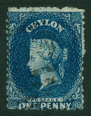 Ceilán, 1d azul.  Scott #46 Foto 1 de 2