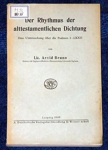 Arvid Bruno: Der Rhythmus der alttestamentlichen Dichtung (1930) - Picture 1 of 1