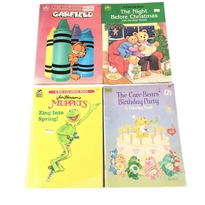 4 Vtg Coloring Books Garfield Care Bears Muppets Night Before Christm 1980s 90s  - Picture 1 of 17