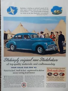 Pubblicità stampa a colori originale 1942 vintage Studebaker seconda guerra mondiale tipo stampa ad - Foto 1 di 2