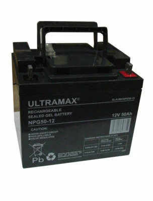 ULTRAMAX NPG50-12 - 12V 50Ah 'AGM' DEEP CYCLE GEL BATTERY - SOLAR POWER STORAGE - Image 1 of 2
