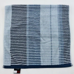 TOMMY HILFIGER Blue Striped Hand Towel Rare Sky Baby Navy Blue Cotton Pakistan - Picture 1 of 10