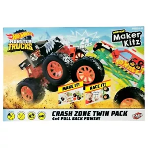 Hot Wheels Monster Trucks BONE SHAKER DEMO DERBY Motor Maker Kitz Crash Zone Set - Picture 1 of 2
