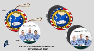 APOLLO 1 Christmas Ornament / Magnet Set - Collectible Logo Moon Landing NASA - Picture 1 of 1