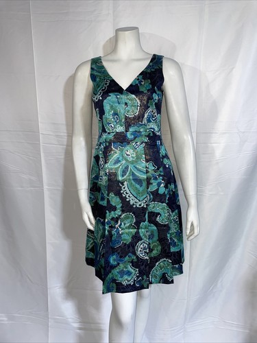 Abito metallico Tory Burch da donna in seta senza maniche a pieghe collo a V taglia XS