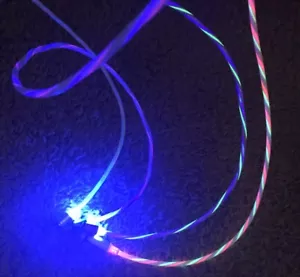 MAGNETIC 3FT MICRO TYPE-C REVERSIBLE FLOWING LIGHT-UP glow LED USB charger cable - Picture 1 of 22