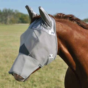 CASHEL FLY MASK WARMBLOOD HORSE LONG COVERS NOSE EARS CRUSADER Sun Protection - Picture 1 of 11