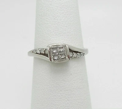 1/5CT Natural Diamond Solitaire Engagement Wedding Bridal Ring 10K White Gold - Image 1 of 4