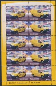 2013 EUROPE CEPT, Bosnia and Herzegovina, 1 Mini Sheet of 5 Series in Pair, Post - Picture 1 of 1