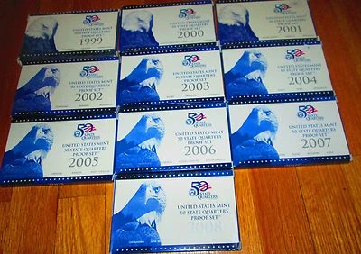 1999 2000 01 02 03 04 05 2006 2007 2008 Proof Quarter 50 State U.S. Mint Box/Coa - Image 1 of 4