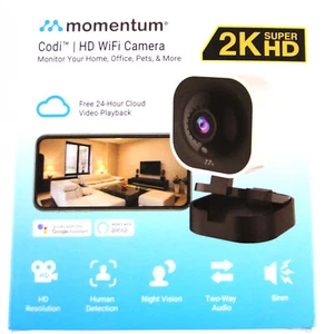 Cámara de seguridad Momentum Codi 2K HD Wi-Fi, negra, con audio bidireccional - Imagen 1 de 4