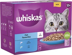 Whiskas 11+ Fish Selection in Jelly 12 x 85 g Pouches, Senior Cat Food, 1 PACK - Picture 1 of 1