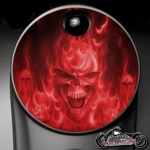 Harley Davidson Fuel Console Door Gas Door 2008+ Touring Trike Flame Skull - Picture 1 of 1