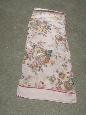 Vintage CLUB 7 Echo Pale Pink Roses Floral Rectangle 100% Silk Scarf 10" x 52" - Image 1 of 4