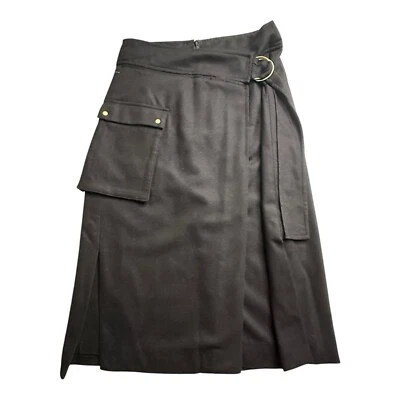 Falda Babaton 1-01 Mujer Talla 6 Negro Claro Mezcla Lana Reae Cremallera Cinturón Correa 26" Foto 1 de 4