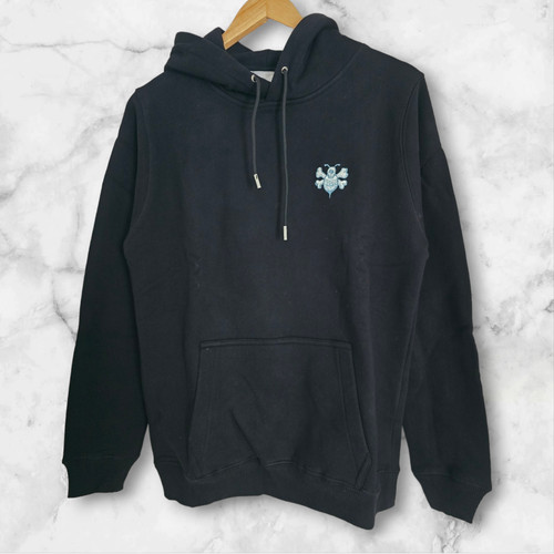 Felpa con cappuccio uomo nera Dior logo ricamato cotone oversize
