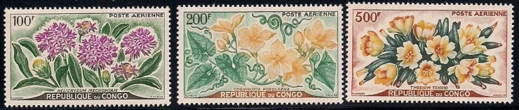Congo - PR.   1961 Sc # C 2-4 flores MNH OG $22,15 Foto 1 de 1